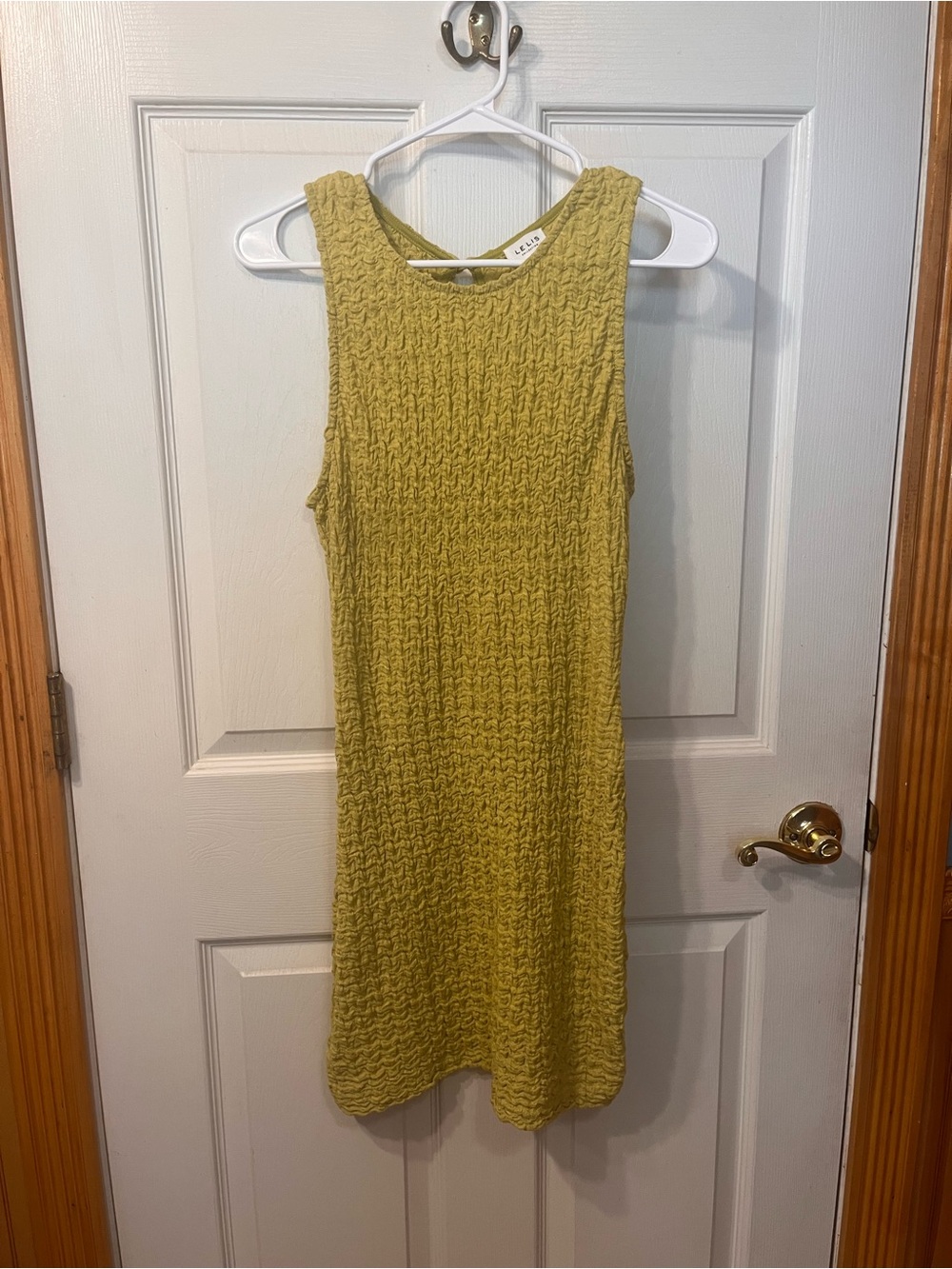 Le Lis Textured Knit Sleeveless Dress in Mustard Yellow